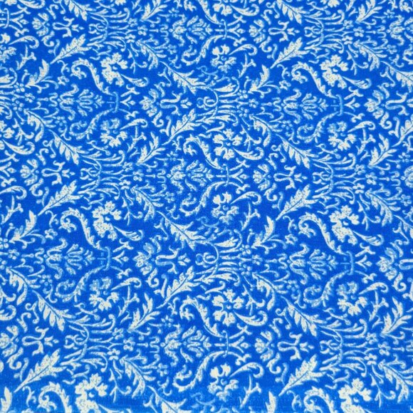 Damask Blue White Floral Cotton Fabric Sewing Quilting Craft Material 1 Yard - Picture 2 of 3